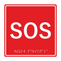 HostCall MP-010R1 табличка тактильная с пиктограммой "SOS" (150x150мм) красный фон