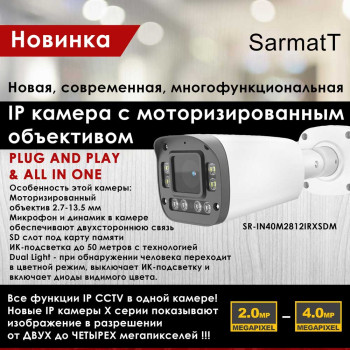 SR-IN40M2812IRXSDM – современная многофункциональная IP камера с моторизированным объективом