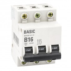 EKF Basic mcb4729-3-16-B Автоматический выключатель ВА 47-29 3P 16А (B) 4,5кА