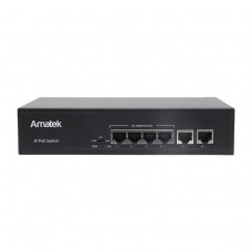 Amatek AN-S6P Коммутатор на 6 портов (4 PoE+ порта, 2 порта FE Uplink)