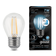 Gauss 105802207-S Лампа Gauss Filament Шар 7W 580lm 4100К Е27 шаг. диммирование LED