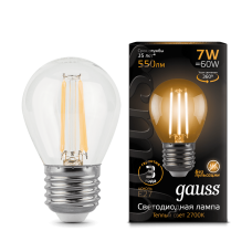 Gauss 105802107 Лампа Gauss Filament Шар 7W 550lm 2700К Е27 LED