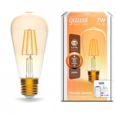 Gauss Smart Home 1290112 Лампа Filament ST64 7W 740lm 2500К E27 диммируемая LED