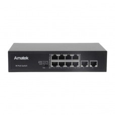 Amatek AN-S10P Коммутатор на 10 портов (8 PoE+ портов, 2 порта Uplink)