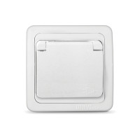 UNIVersal В0029 Валери Розетка СП с заземлением с крышкой IP44 белая
