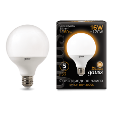 Gauss 105102116 Лампа Gauss G95 16W 1480lm 3000K E27 LED