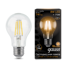 Gauss 102802108 Лампа Filament А60 8W 740lm 2700К Е27 LED