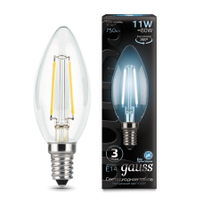 Gauss 103801211 Лампа Filament Свеча 11W 830lm 4100К Е14 LED