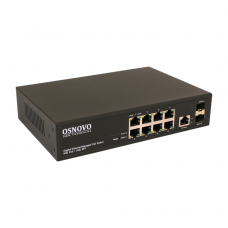 Osnovo SW-80802/L(150W) Управляемый L2 PoE коммутатор Gigabit Ethernet на 8 RJ45 PoE + 2 x GE SFP